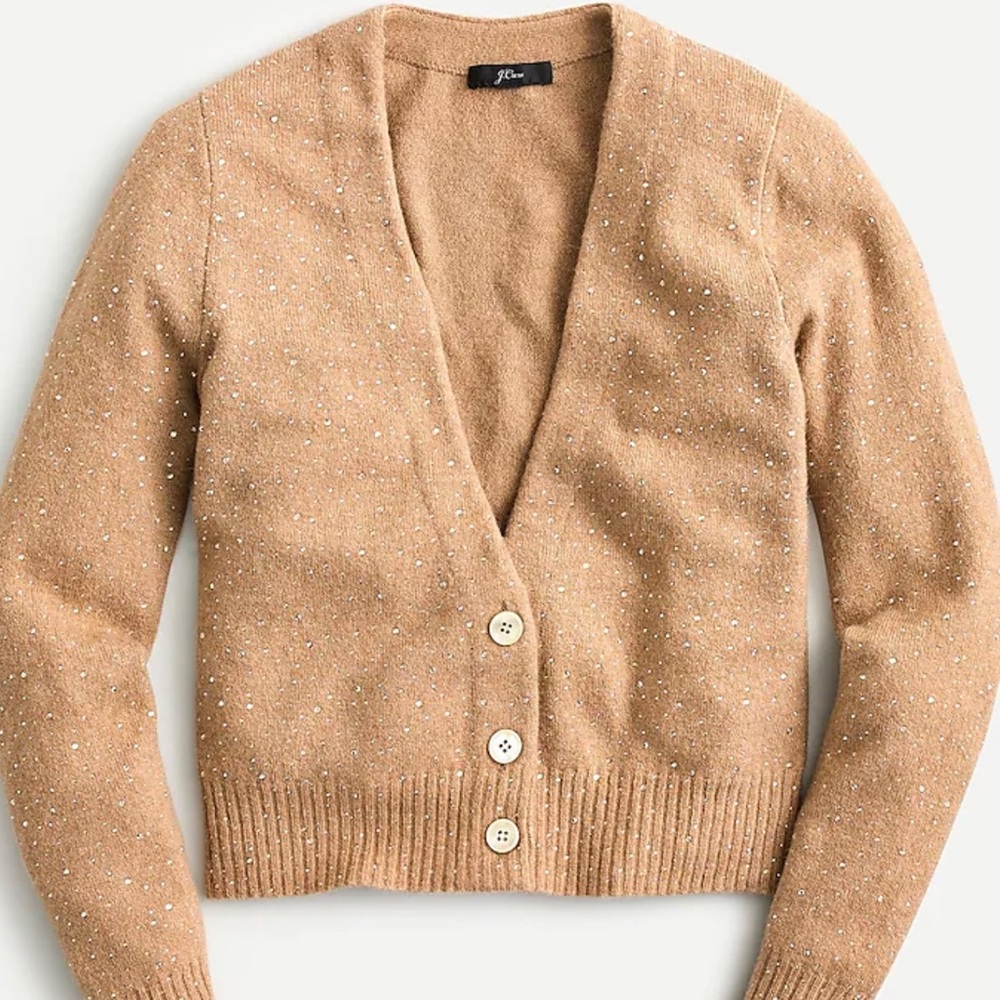 J.Crew V-Neck Sparkle Cardigan in Super-Soft Yarn